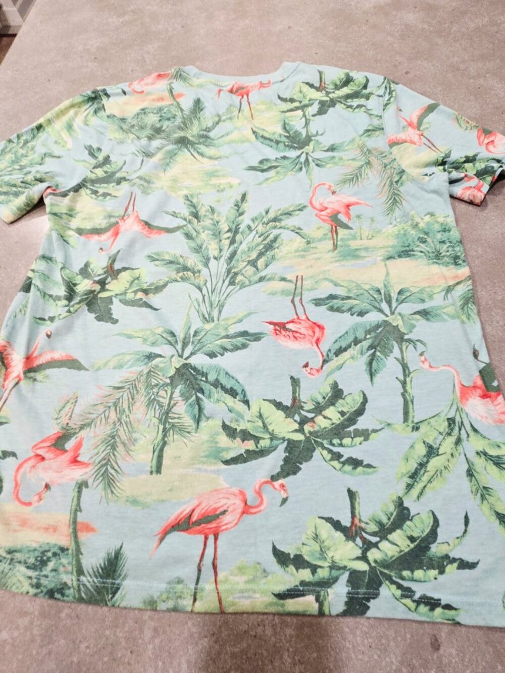 OLD NAVY Women's Tropical Print Short Sleeves Tee Shirt - Green/Pink - Medium - Picture 7 of 11